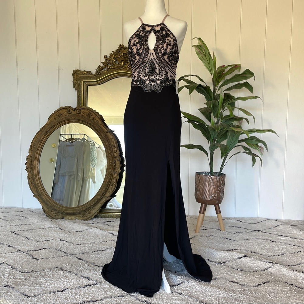 NWT Blondie Nites Sequin Mesh Gown